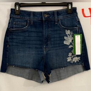 VENUS Dark Blue Embroidered Denim Shorts